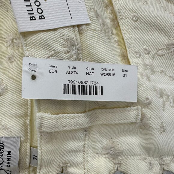 J Crew Eyelet Billie Demi Boot Crop Jeans 31 Floral High Rise Womens Cream AL874 - Picture 6 of 14